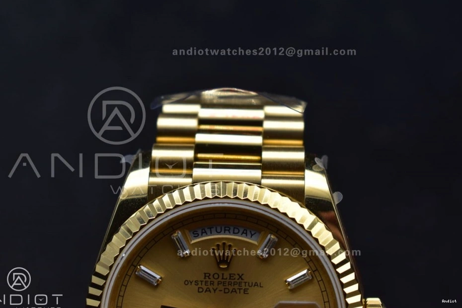 904L QF Stick Best Dial 36 on Gold DayDate YG with (Gain Weight) President vr3255 V5 Diamond Edition Steel Bracelet 1125